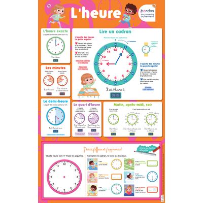 3133097358215-Les posters effaçables - J'apprends à lire l'heure - dès 6 ans--0